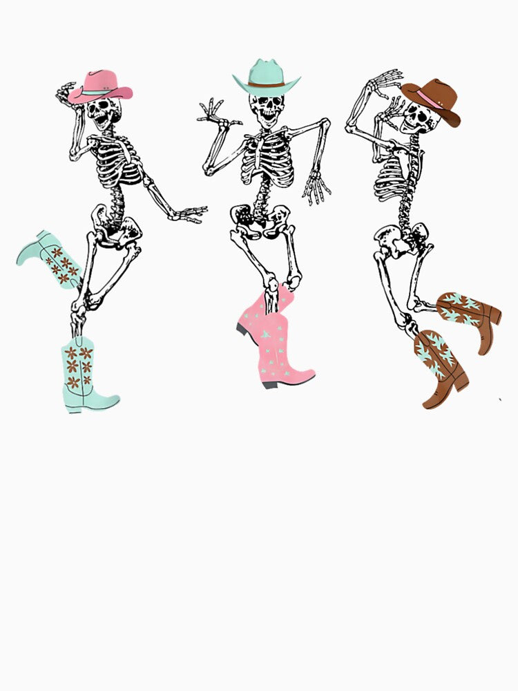 Skeleton Cowboy Dancing Halloween T-Shirt by VioraShopNow