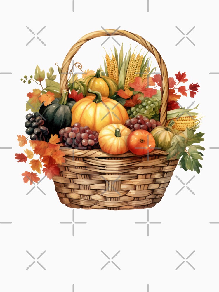 Watercolor Harvest basket illustration by ZAHARIA DANIELA