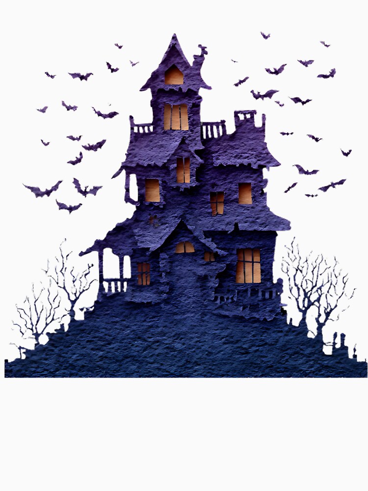 Haunted House Silhouette with Bats – Spooky Halloween Night by Flowing Colurs