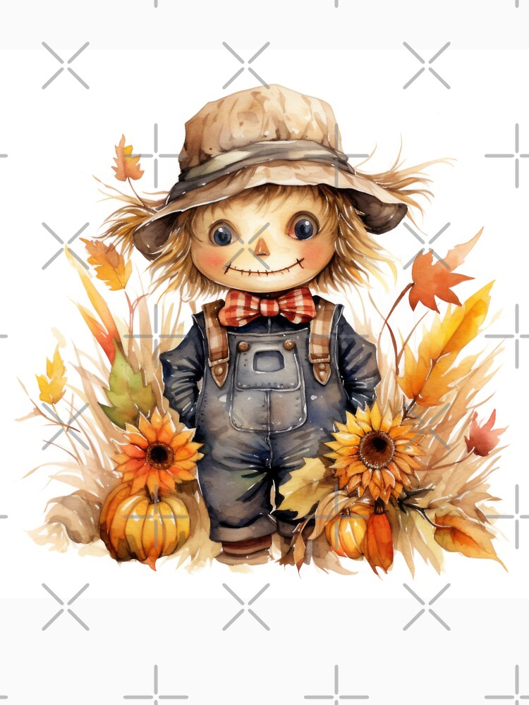 Watercolor cute Scarecrow illustration by ZAHARIA DANIELA