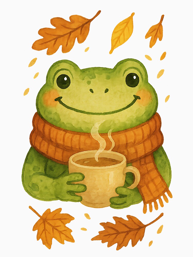 Cozy Autumn Frog — Fall Tea Moments by Crackio