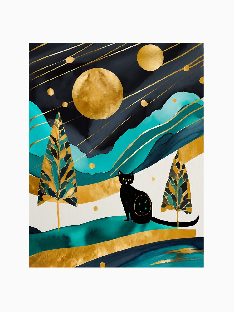 Black Cat Stary Night by AashiiDesigns