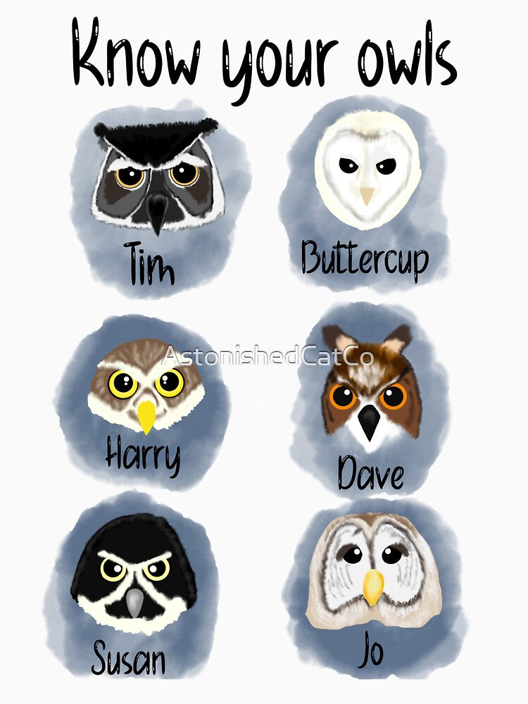Know Your Owls - Astonished Cat Company by AstonishedCatCo