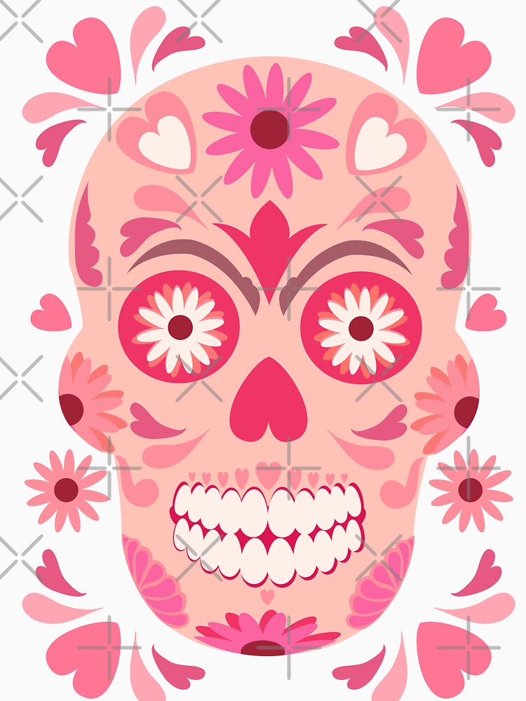 Pink Sugar Skulls Pattern | Day of the Dead Pink Skull by CreativeBridge