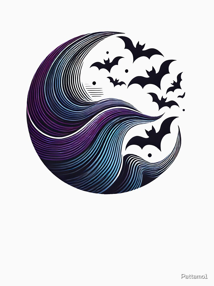 Moonlit Bats in Flight with Mystical Crescent Design by Pattamo1