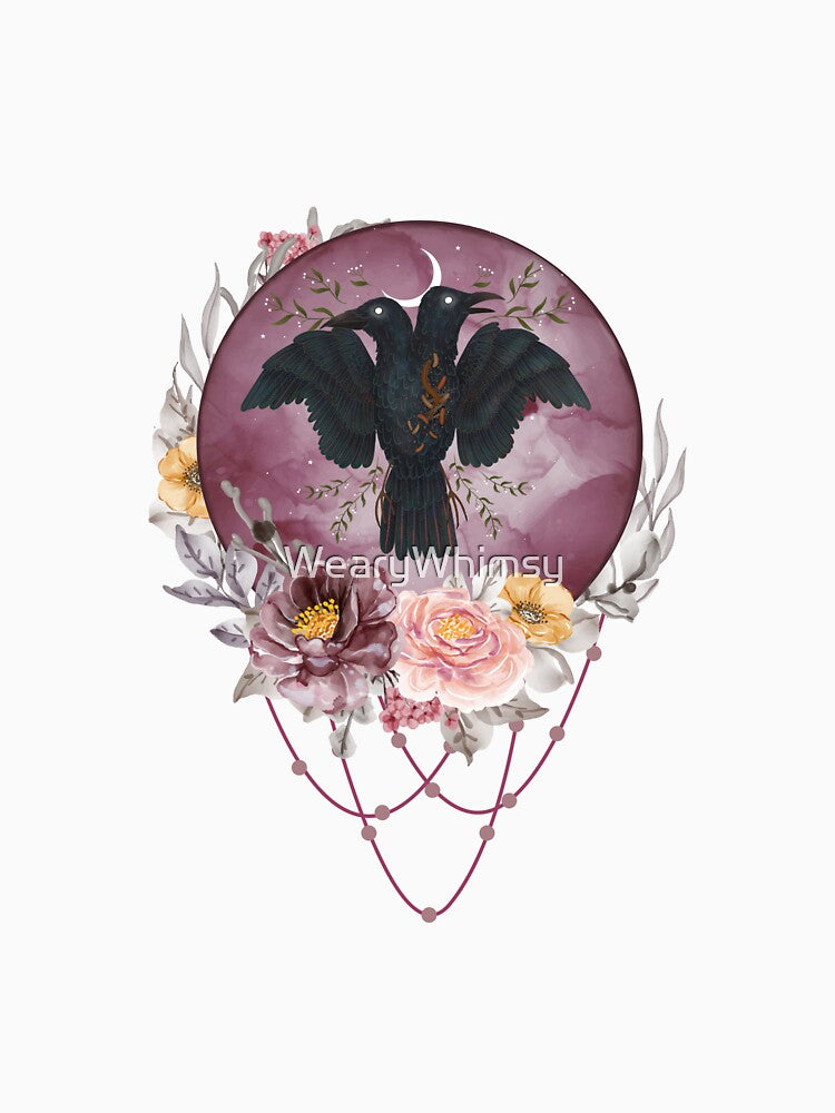 2 Headed Floral Raven by WearyWhimsy