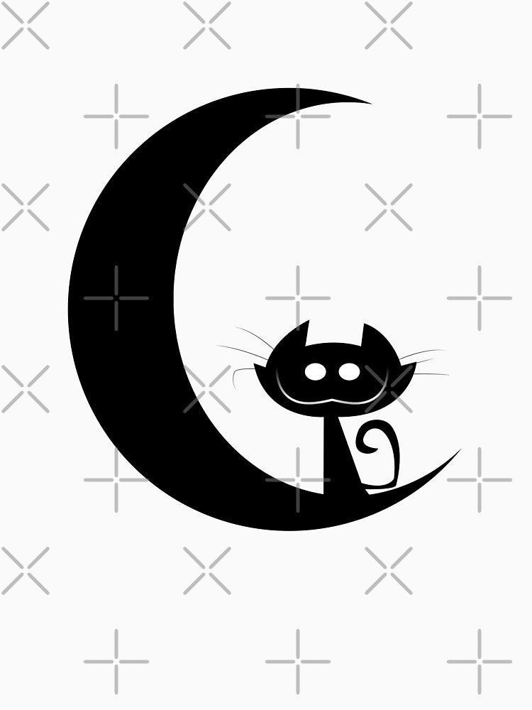 Happy Cat On The Moon Silhouette by duke818