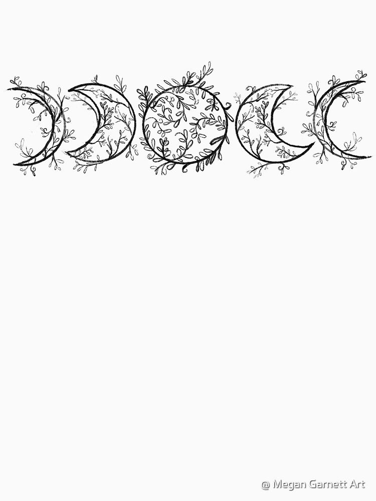 Branch and Vine Moon Phases (Horizontal - Black) by @ Megan Garnett Art