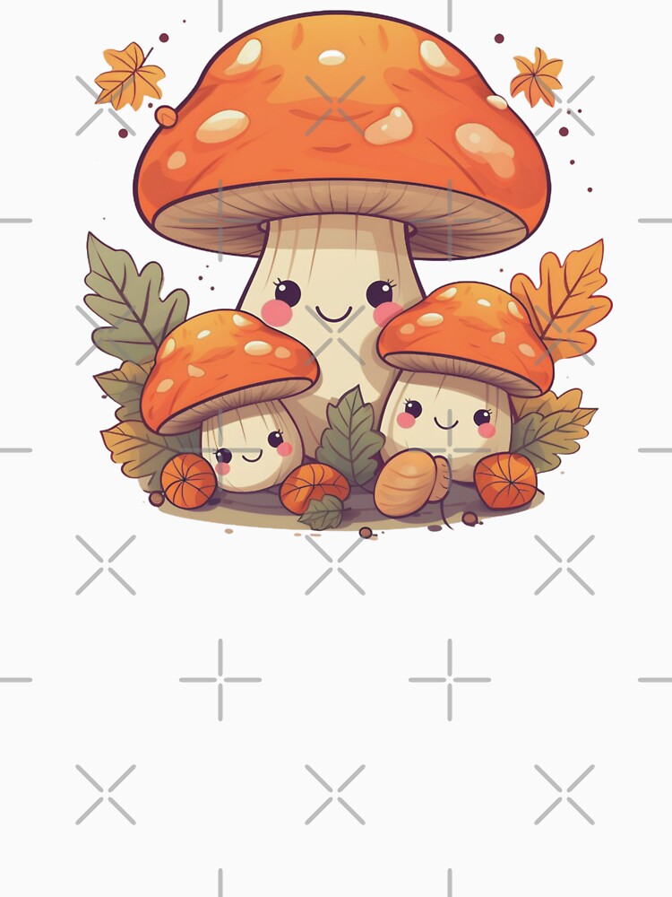 Adorable Mushroom Family - Cute Autumn Forest Illustration by sirenandscript