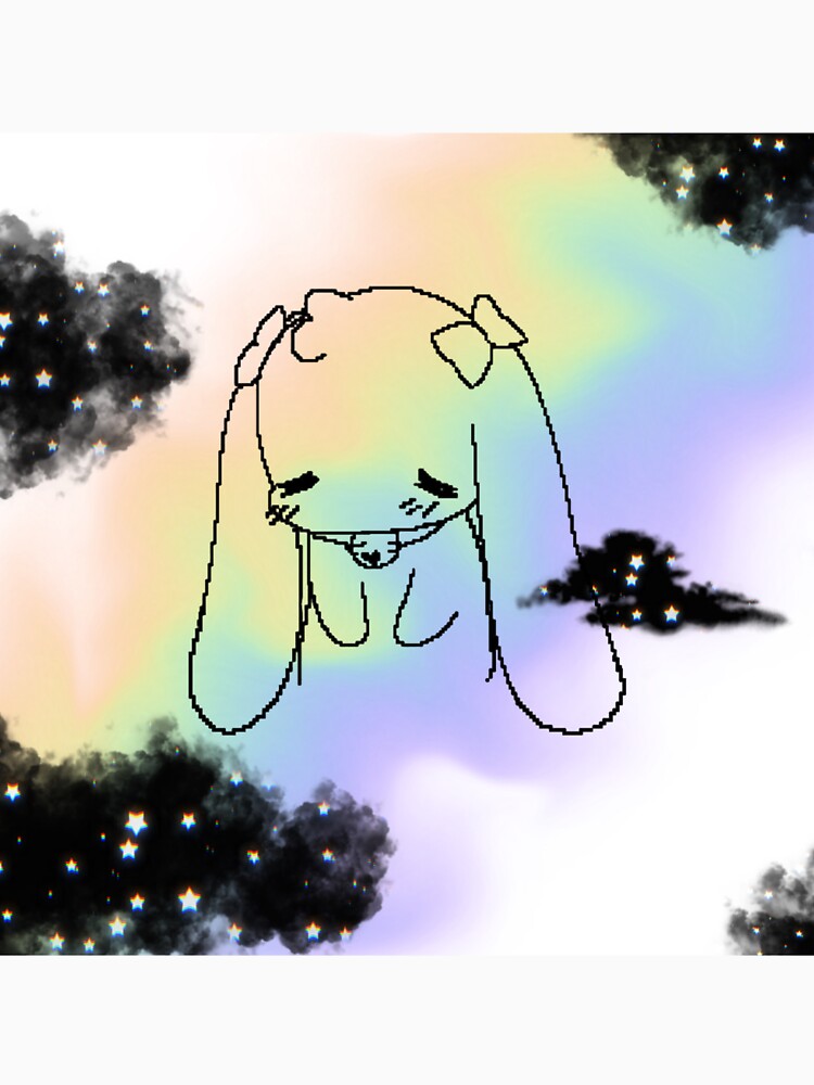 KAWAII Pastel Black Star Clouds Sad Bunny by 7designsbynature