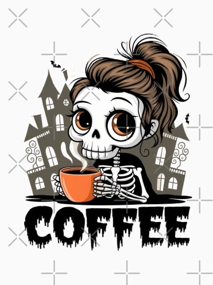 Skeleton Coffee Lover - Cute Halloween Coffee Design by GemBob Creations
