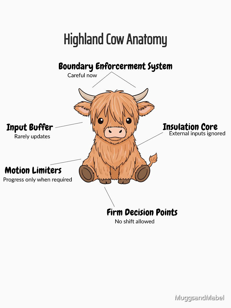 Highland Cow Anatomy - Funny Scottish Cow Illustration by MuggsandMabel