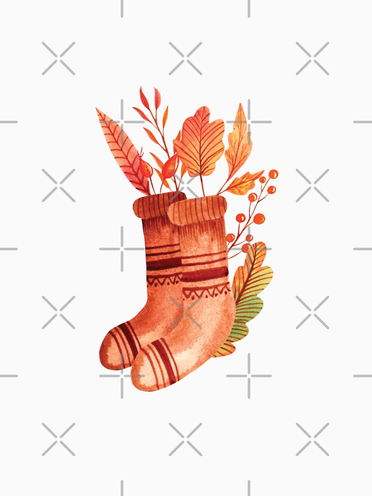 Cozy colorful warm sock illustration for fall lovers by pinkyfish1010