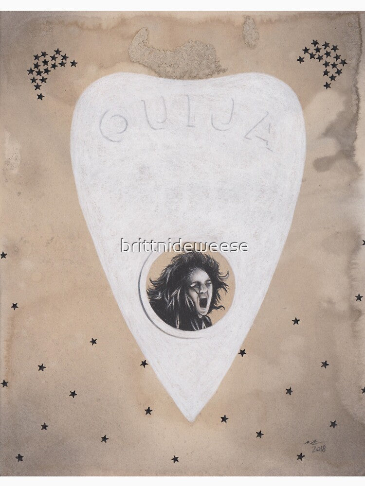 Ouija Planchette with Screaming Spirit Stuck Inside with Stars by brittnideweese