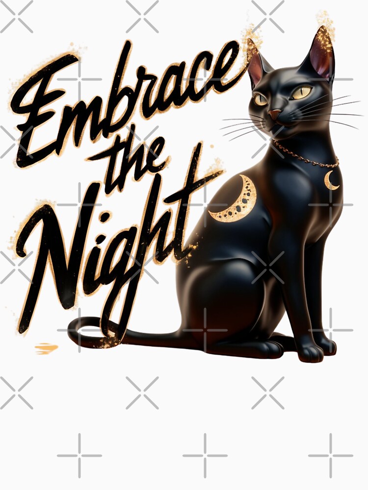 Black Cat and Crescent Moon: Embrace the Night by deluxedigital1