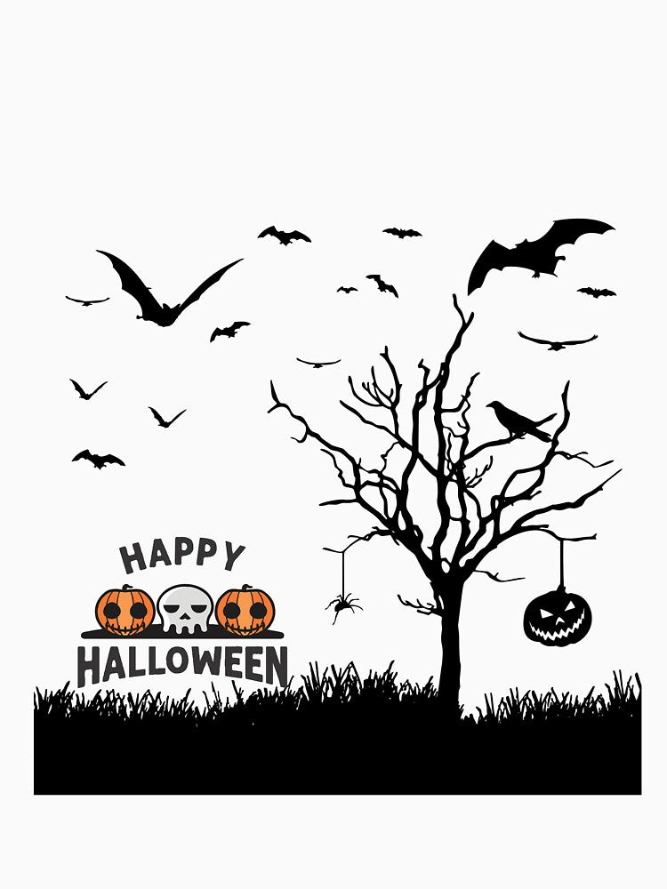 Spooky Happy Halloween Night with Bats and Pumpkins⁠ by     Sela Art