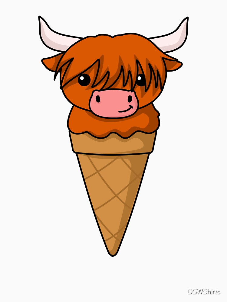 Ice Cream Cow Gifts Funny Scottish Highland Cow by DSWShirts