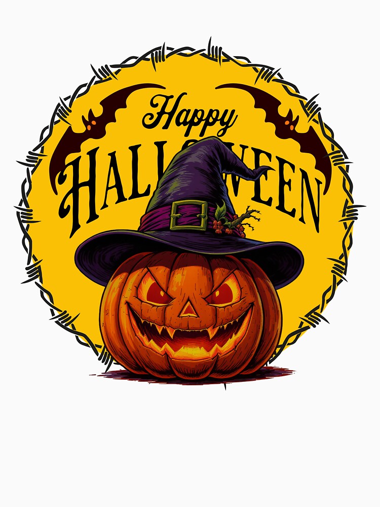 Scary Happy Halloween pumpkin with bats by MoodCreations