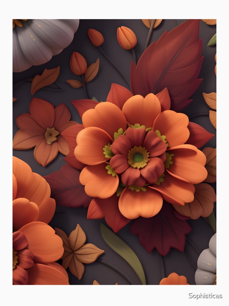 Fall Floral Pattern 3D 00 by Sophisticas
