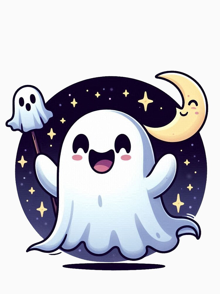 Funny Cute Ghost Kawaii Spooky Pink Halloween by MAGDY CANVAS