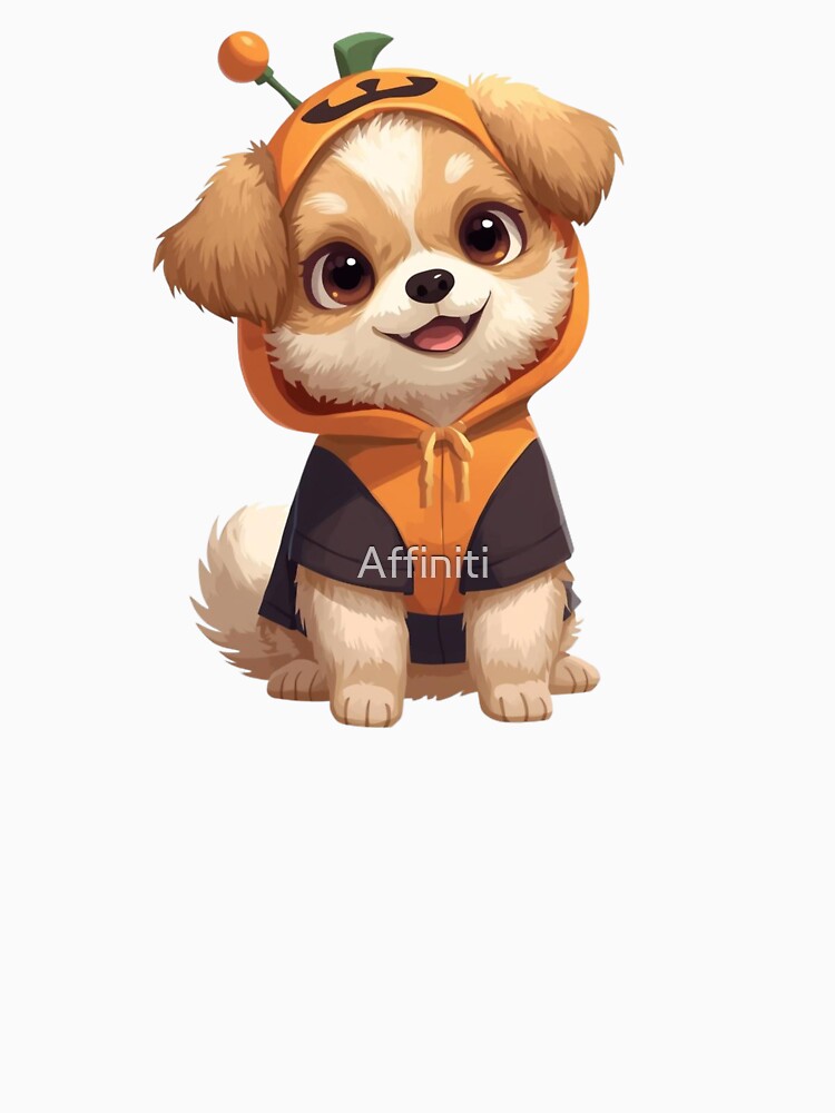 Halloween Dog in pumpkin costume by Affiniti