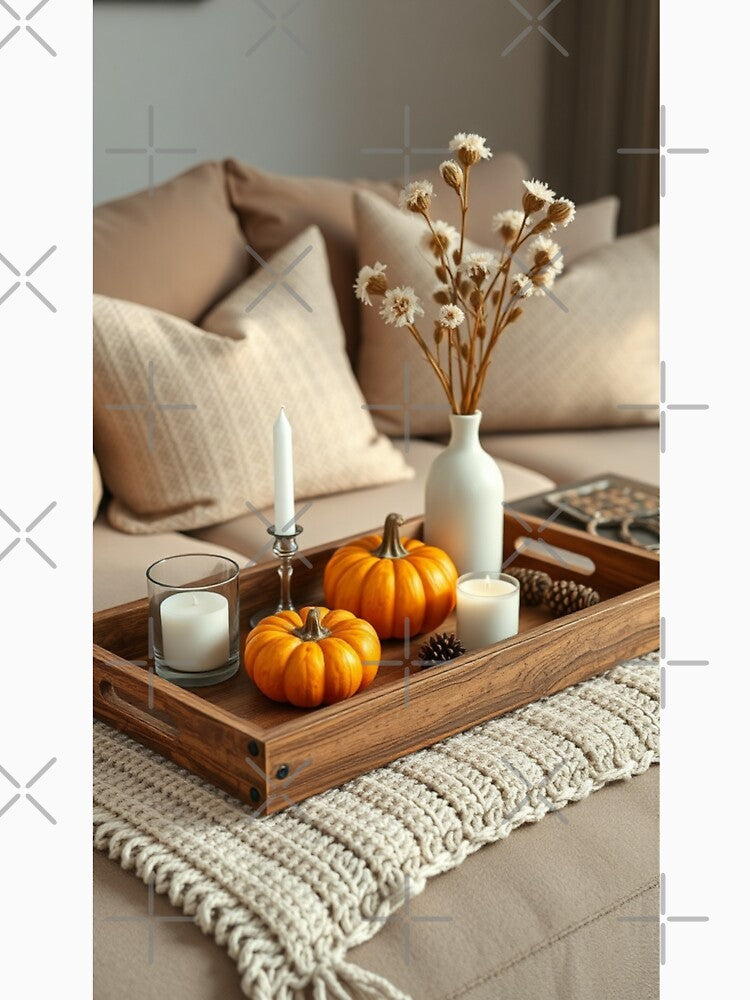 Golden Hour Glow | Elegant Fall Display with Pumpkins, Candles & Dried Blooms by Vida e Arte