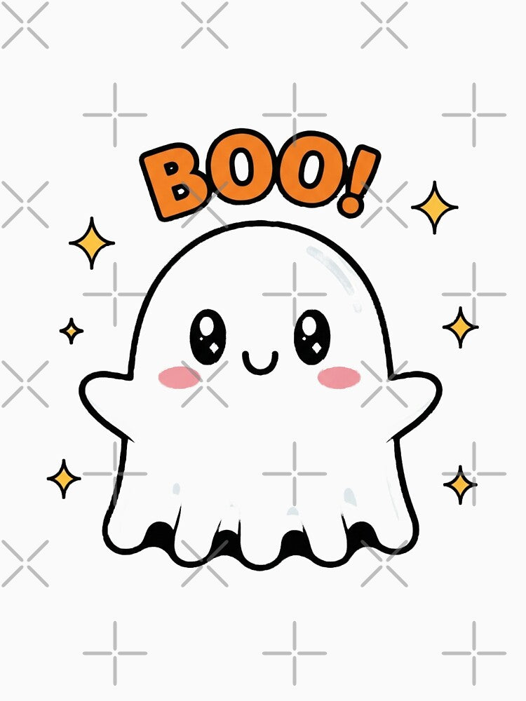 Cute Kawaii Ghost BOO! Halloween - Funny Spooky Ghost Art by TheEchoStudio