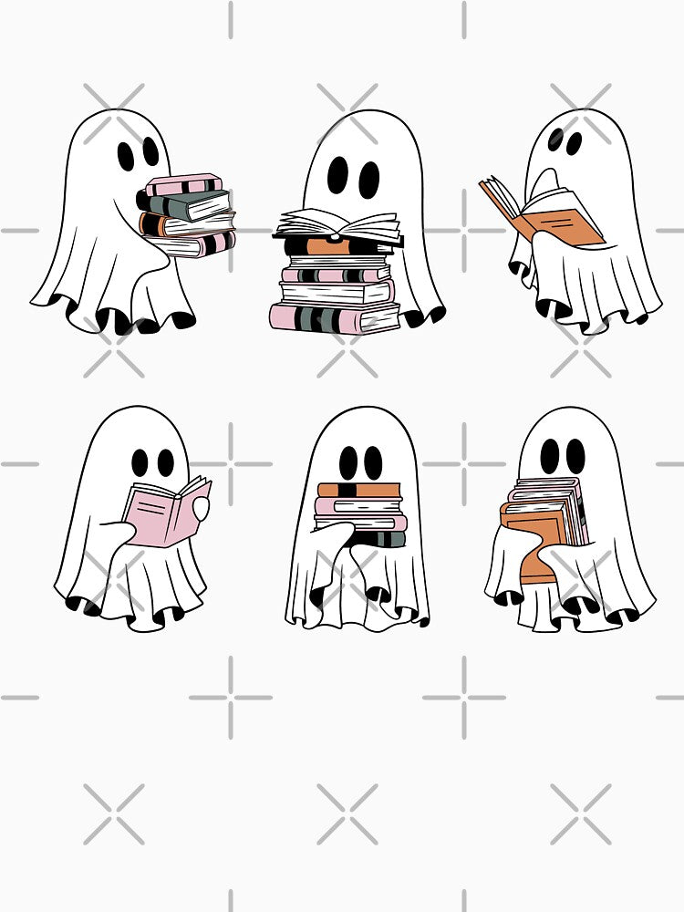 Ghost Reading Books Sweater, Bookish Halloween Sweatshirt, Halloween Teacher Gift, Librarian Halloween Hoodie, Ghost Crewneck by Walmarval ⭐⭐⭐⭐⭐