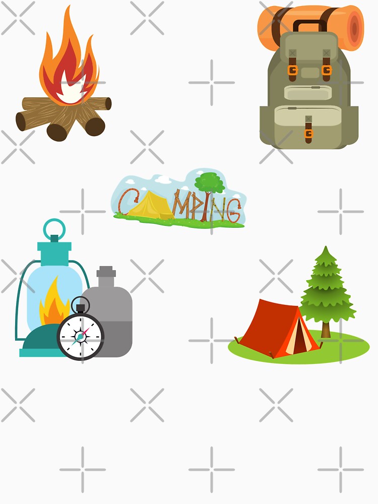 Camping Campfire Backpack Tent Gear Stickerpack by Web CreationsNL