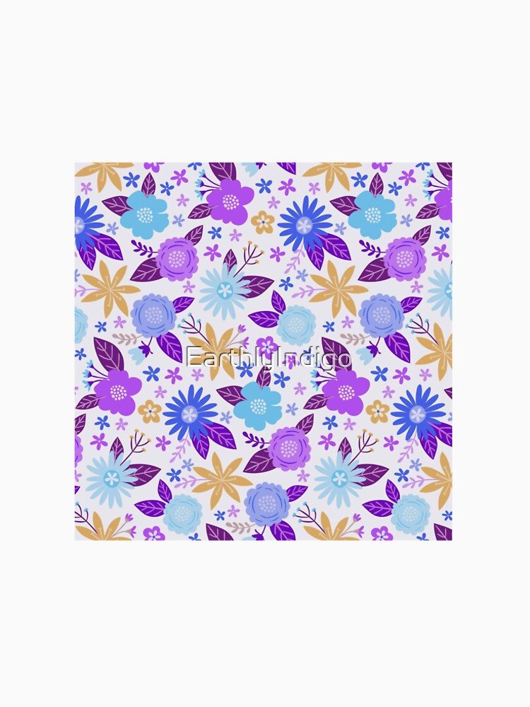 Purple Flower Spring Print, Floral Blue Purple Pattern by EarthlyIndigo