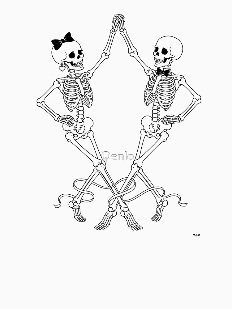 Skeleton Couple Dancing Together by Qenlo
