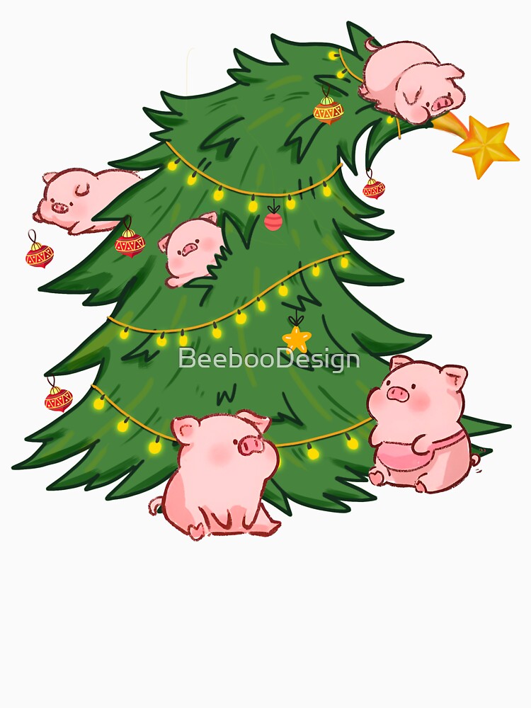 Pigs cute funny christmas tree by BeebooDesign