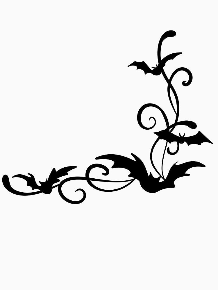 Gothic Bats Corner Border — Elegant Flourish Halloween Silhouette by LYAN-STORE