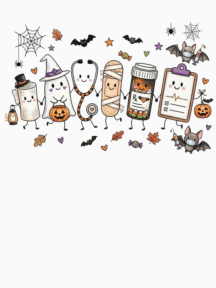 Halloween Nurse Cute Spooky Medical Doodles by Berkako