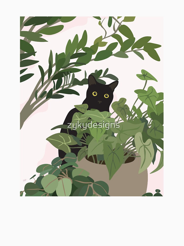 Cat with Plants by zykydesigns
