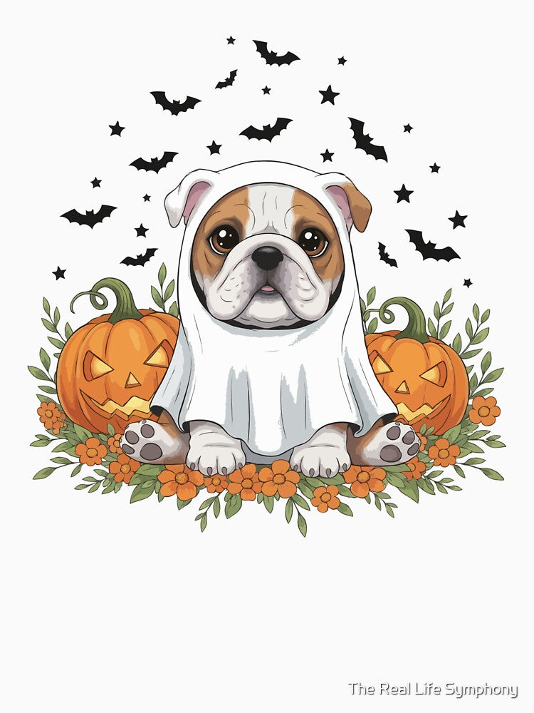 English Bulldog Puppy Ghost – Cute Halloween Dog Costume by The Real Life Symphony