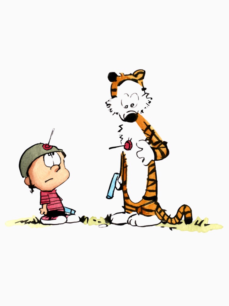 Calvin And Hobbes Goofy Duo Art – Playful Cartoon Scene Illustration by gonyeagoensv