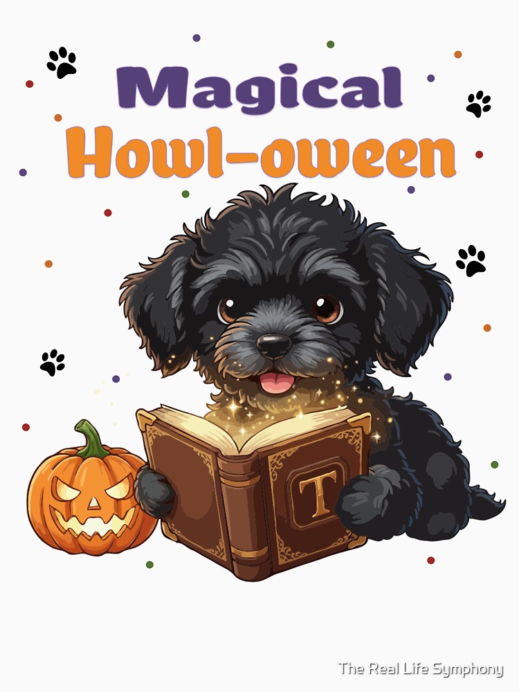 Magical Howl-oween Teacup Poodle | Cute Halloween Dog Art by The Real Life Symphony