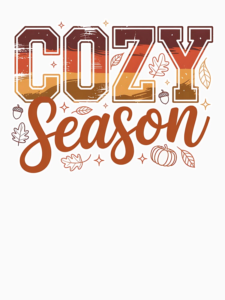 Cozy Season Autumn Fall Design – Cute Pumpkin & Leaves Retro Style by RSK Originals