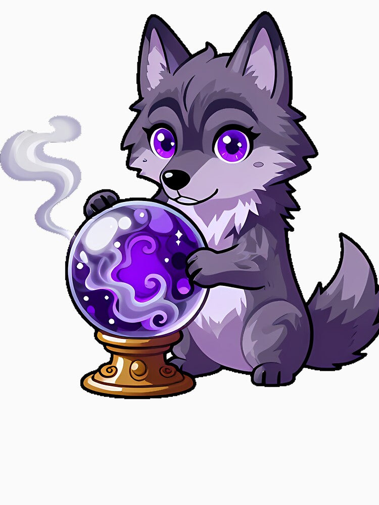 Moon Wolf with Crystal Ball by IllumeInk