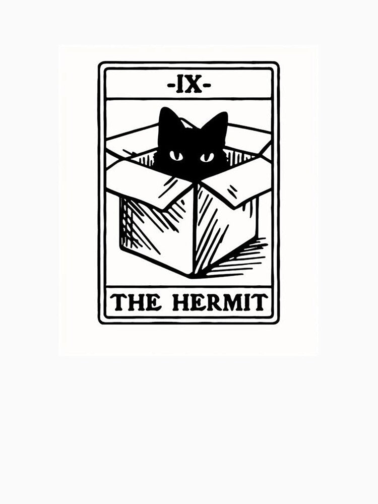The Hermit Tarot Card Black Cat in Box | Funny Cat Lover T-Shirt by JossDesign15