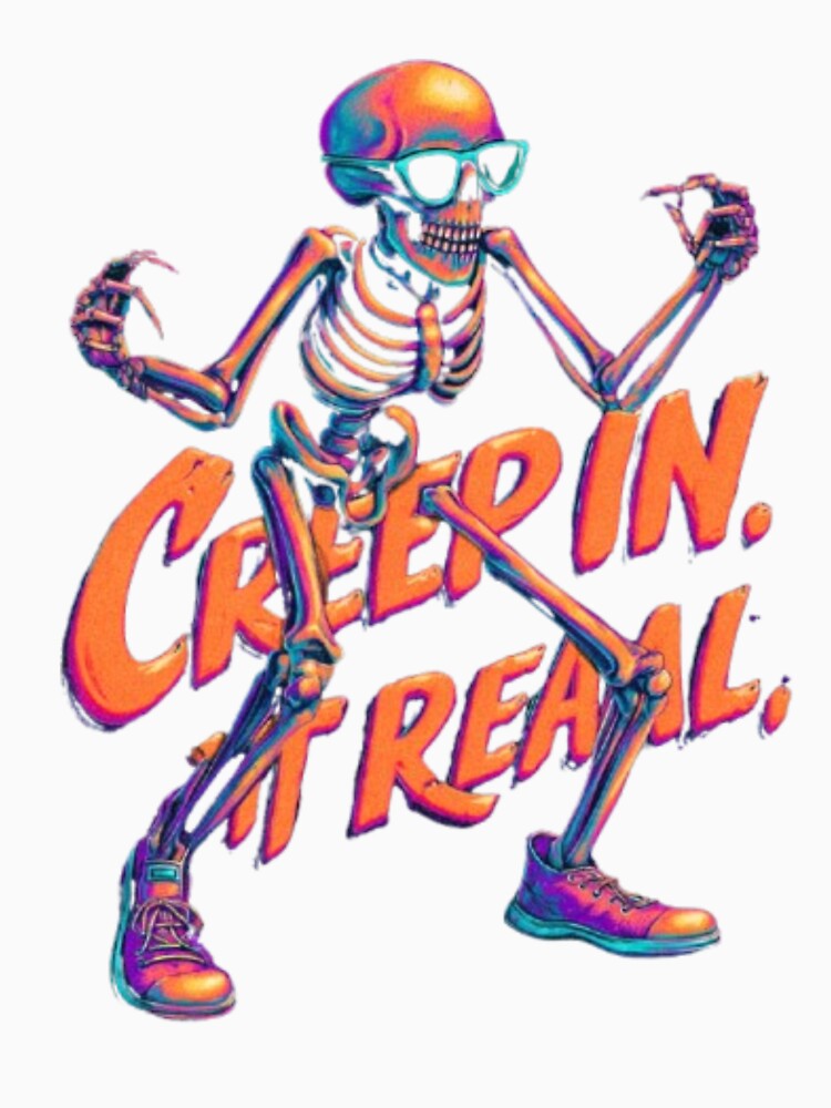 Creep In Get Real – Retro Neon Skeleton by AlexLineArt