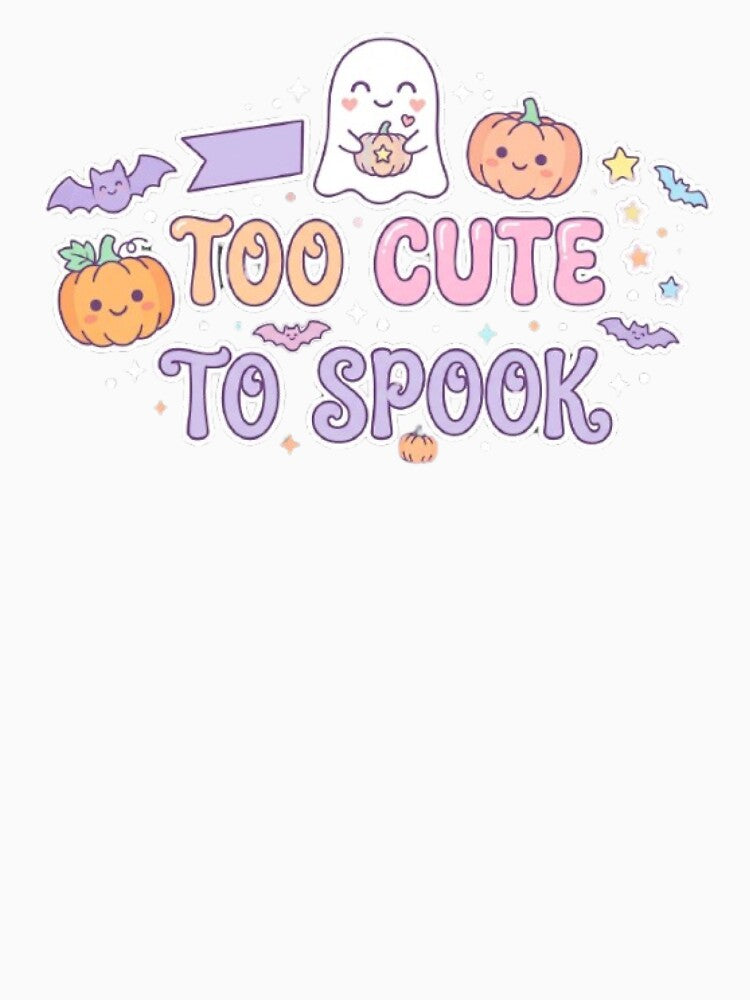 Too Cute To Spook Cute Ghost T-Shirt | Kawaii Spooky Typography | Pastel Cute Graphic Tee by Faisal  Shah