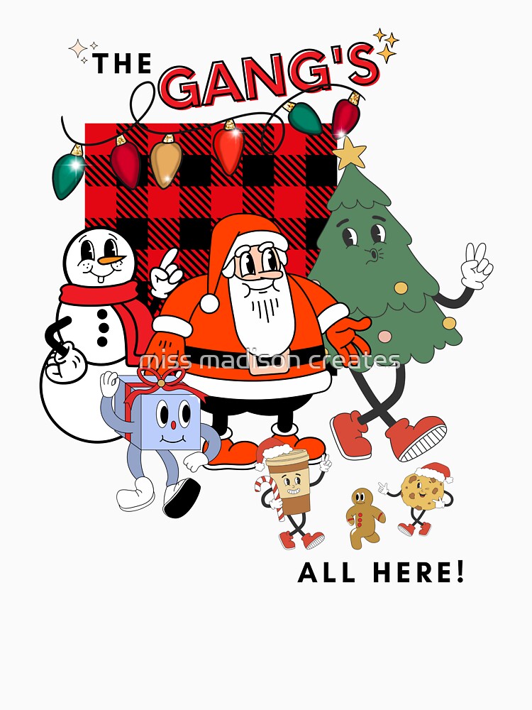 christmas- the gang's all here retro cartoon by miss madison creates