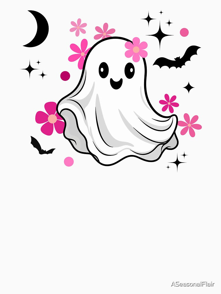 Flower Power Hippie Ghost With Pink Flowers by ASeasonalFlair