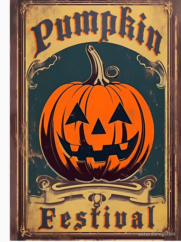 Vintage Halloween Metal Sign Pumpkin Festival by wizardsncastles