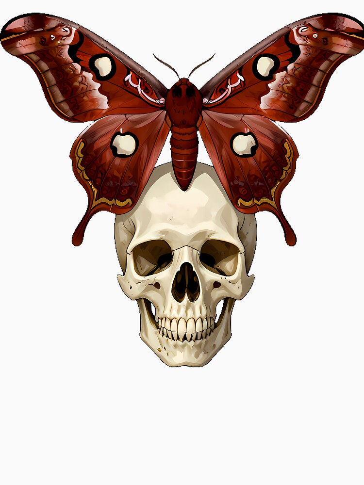 Atlas Moth with Skull by IllumeInk