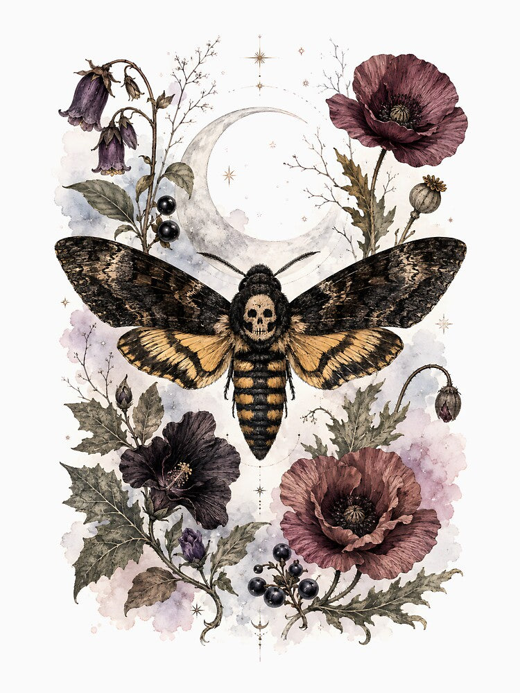 Death's Head Moth - Night Bloom Botanical Art by Shadow Sprite Art