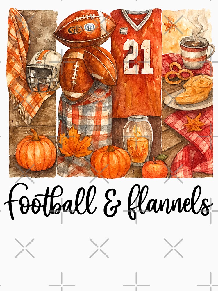 Watercolor Football and Flannels by Clinomania Art