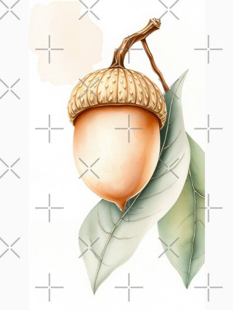Watercolor Acorn Illustration with Oak Leaves by Vida e Arte